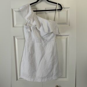 Lilly Pulitzer white one shoulder romper.